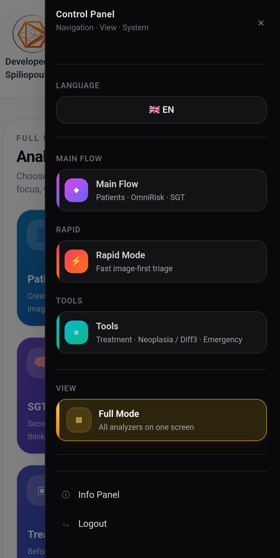 OmniDerma control panel