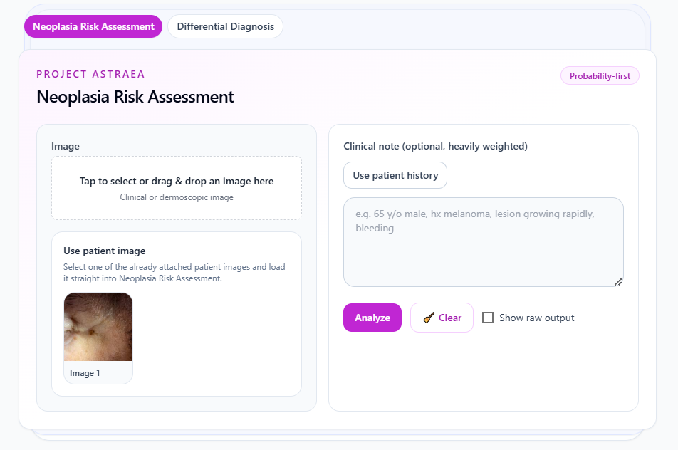 Neoplasia risk input