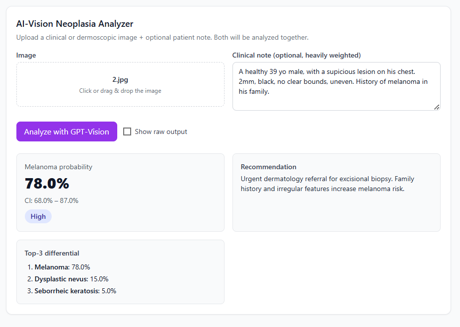 OmniDerma AI analysis output