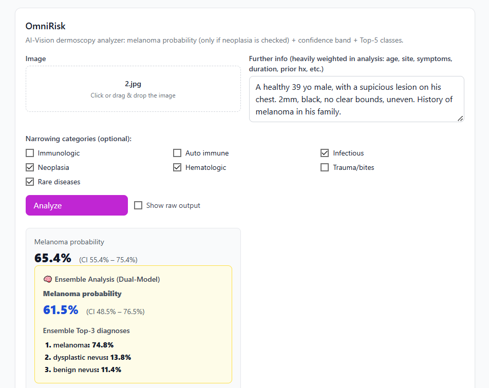 OmniRisk clinical output